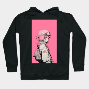 Pink Manga Anime Girl in Shonen Japanese Aesthetic Hoodie